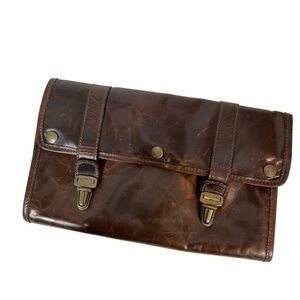Moore & Giles Austin leather hanging drop kit toiletry bag Brompton brown